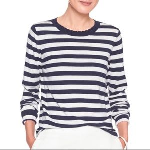 Banana Republic Striped Scallop Neck Sweater XS